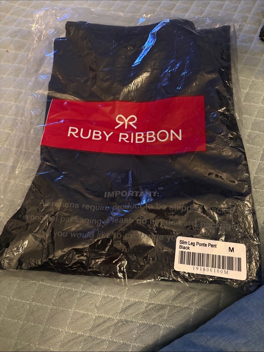 Ruby Ribbon Black Ponte Slim Leg Pants